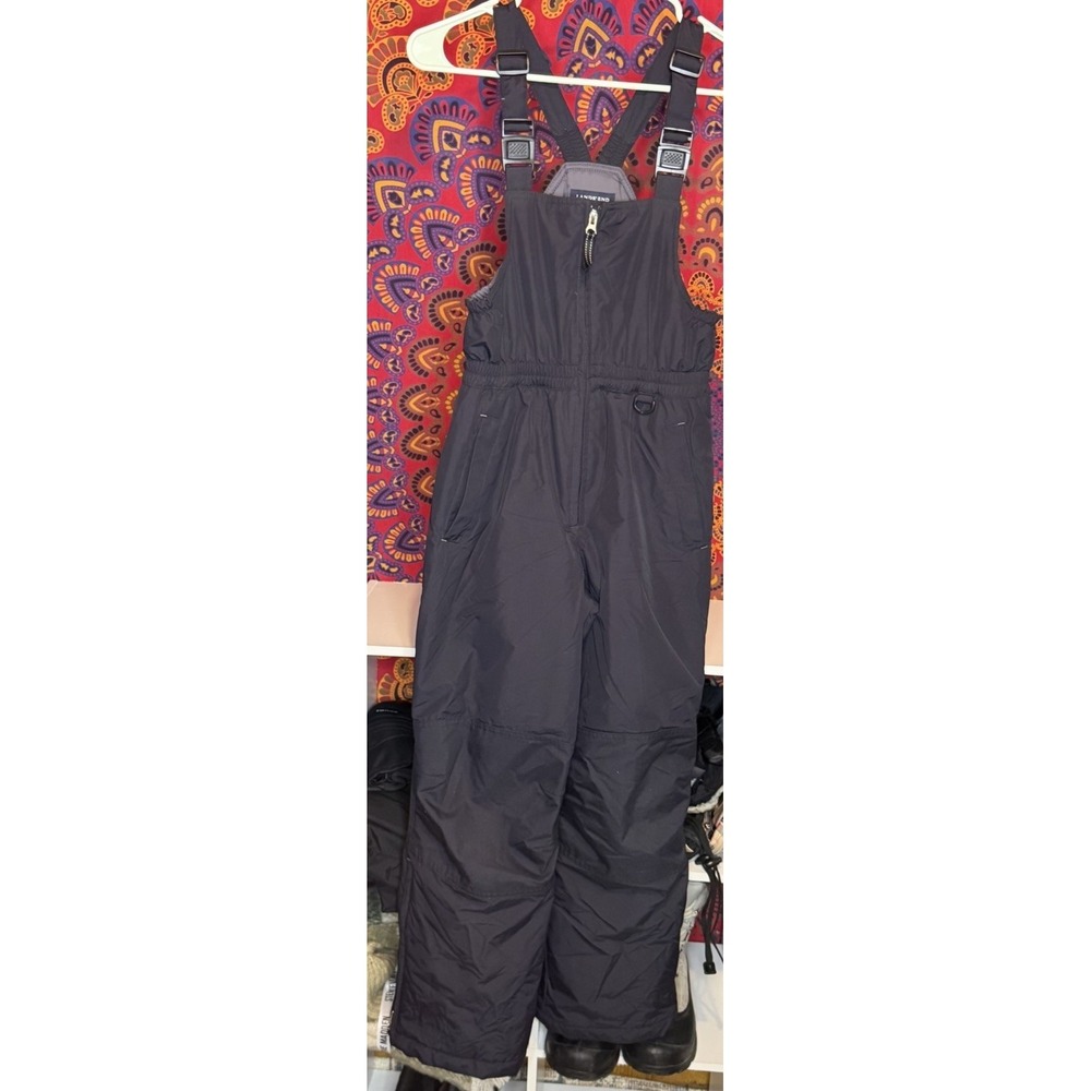 Lands End Kids Size 12 ski bibs snow pants Insulated overalls black child